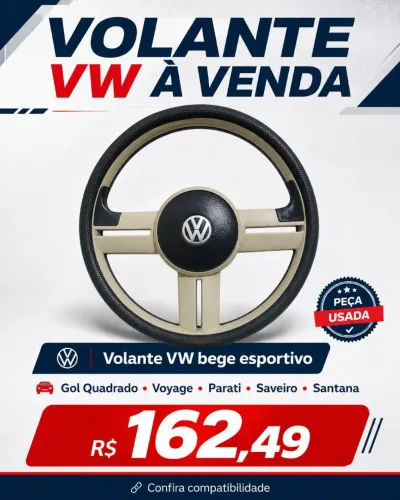 Volante VW Bege Esportivo Gol Quadrado Voyage Parati Saveiro