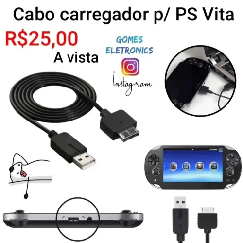 Cabo USB PS VITA carregador cabo de dados para Ps Vita ( Loja Física)<br>