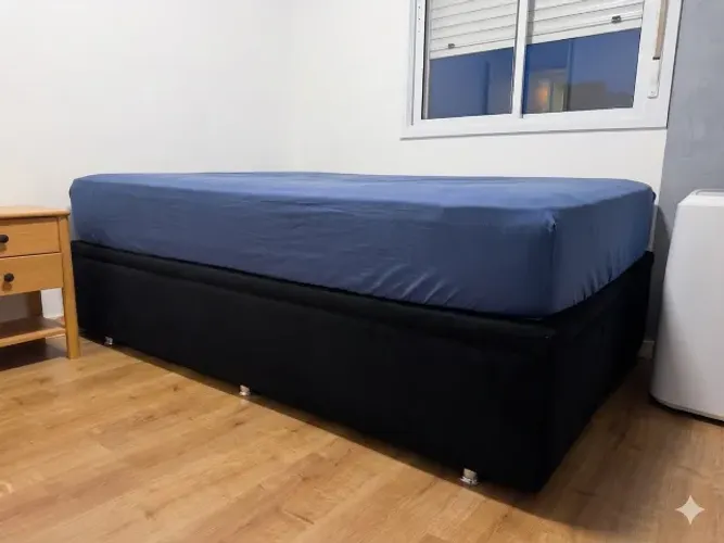 Colchão Viúva Ortobom + Cama Baú Ortobom Nobuck Black 1,08x1,98 Semi Nova