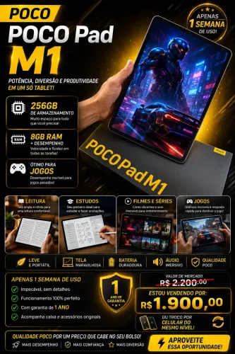 POCO PAD M1 1 dia de uso  GARANTIA 1 ano 