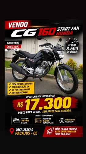 Fan 160 start 2023 para vender logo apenas 3mil km rodados, biz, bross, 150,160,cb, pop