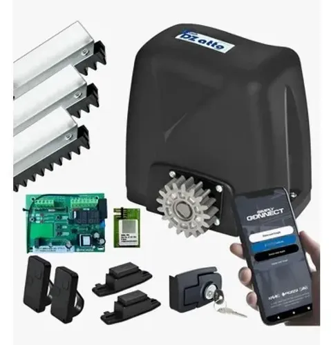 Motor Portão Rossi Dz Atto Wi-Fi 9Seg 350kg Kit Completo 3m Cremalheira + 2 Controles