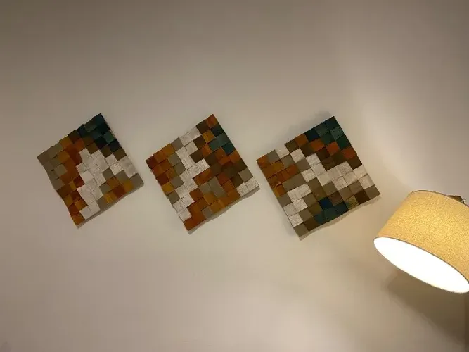 Jogo de quadros (madeira de reflorestamento, rústico, colorido, 3D)