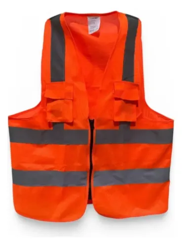 Colete Refletivo de Segurança de Sinalização com Bolso - Laranja - Tamanho XG - NOVO