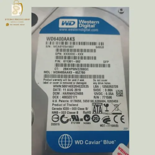 HD Interno Western Digital Blue 640GB 3.5" SATA 3Gb/s - WD6400AAKS