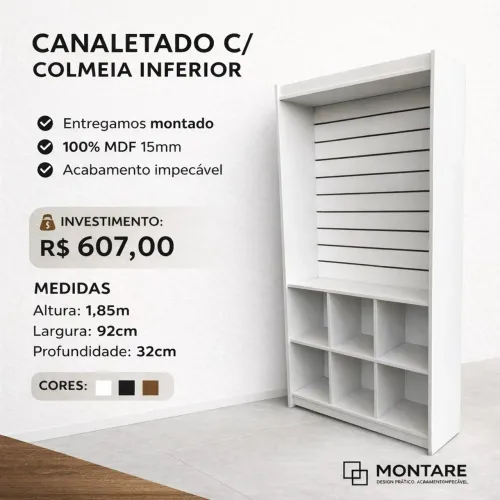 ESTANTE COLMEIA COM PAINEL CANALETADO - NOVO - ENTREGA RAPIDA