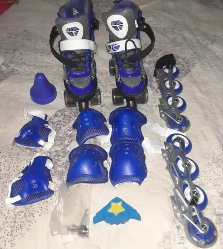 Patins Infantil 2 em 1 Ajustável (Inline + 4 Rodas)