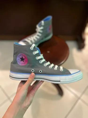 Tênis All Star Cinza Cano Alto
