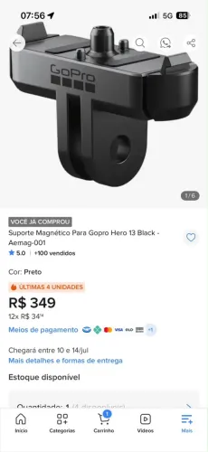 Kit GO PRO HERO 13 BLACK (seminovo)