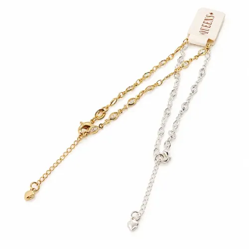 Pulseira com Elos e Zircônias - Semijoia Folheada | Queens Semijoias