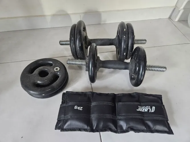 Anilhas e caneleiras ginástica 