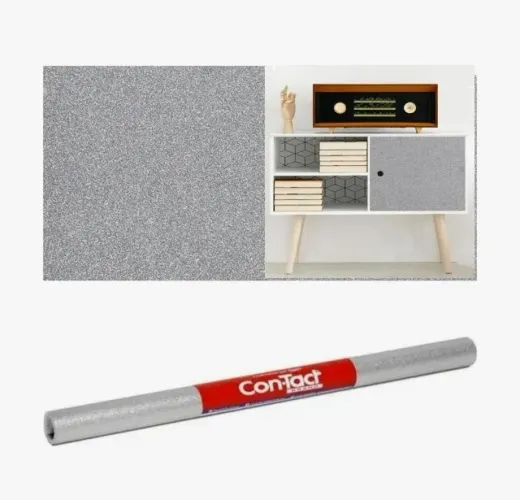 Papel Adesivo Contact Glitter Prata 45cm x 10m
