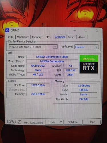 Placa de Vídeo RTX 3060 12GB Galax - Semi Nova