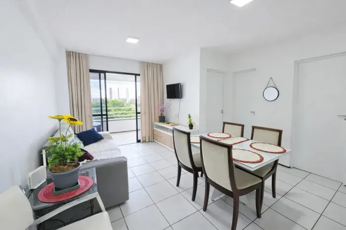 apartamento na beira mar, 2 Quartos, mobiliado