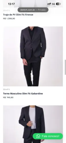 Terno Sketch Slim Blazer 46/Calça 40