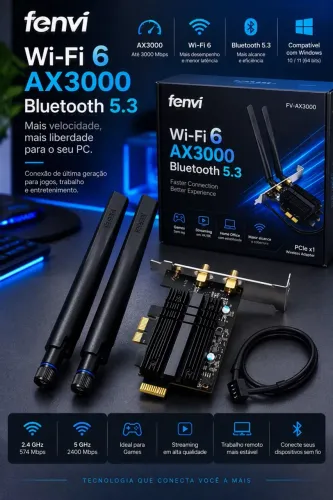 Placa Wi-Fi e Bluetooth