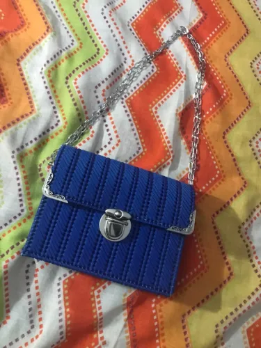 Bolsa Artesanal em Tela - Cor Azul