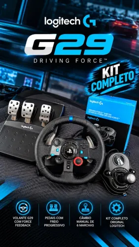 Volante Logitech G29 Driving Force Kit Completo com Câmbio Ps5 / Pc