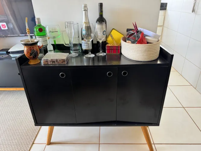 Aparador Buffet Wood Prime 3 Portas Cantinho Café Prateleira Organizadora