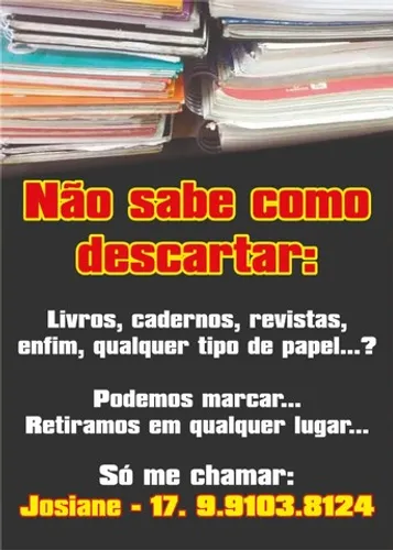 **WhatsApp (17) 9. * ** Retiramos Doação de Livros - Revistas e papel em geral