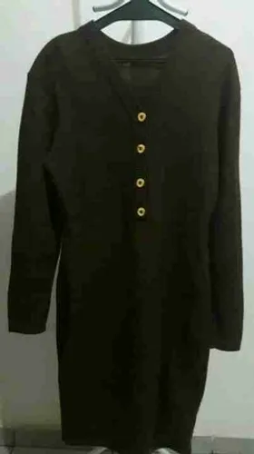 Vestido Manga longa de tricô marrom