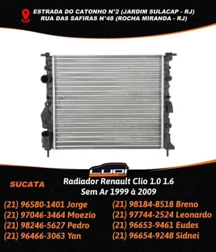 Radiador Renault Clio 1.0 1.6 Sem Ar 1999 à 2009
