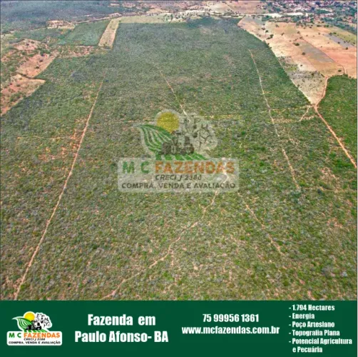 Fazenda à Venda em Paulo Afonso - BA  c/ 1.794 Hectares