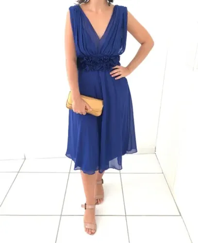 Vestido Chiquérrimo em Crepe Azul