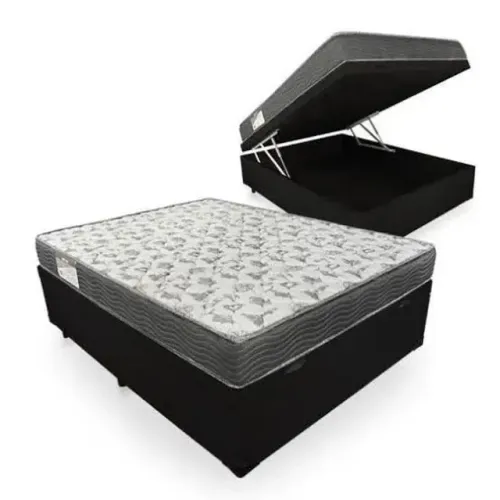 Bau casal 43 cm + Colchao Casal 18 cm D33 Ortopedico