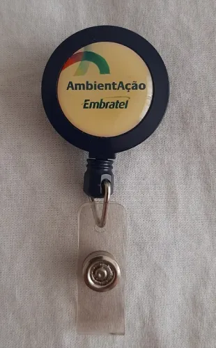 Porta Crachá azul Roller Clip retrátil - Embratel AmbientAção