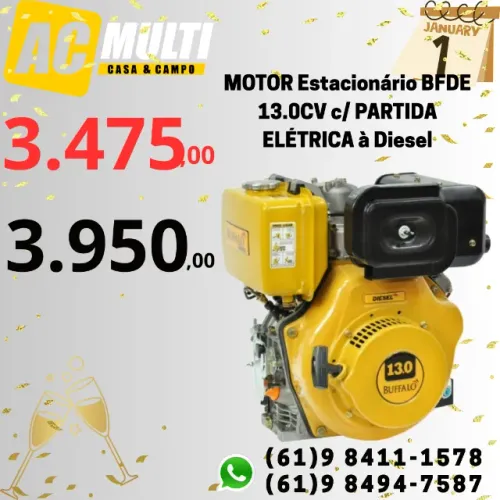 MOTOR Estacionário BFDE 13.0CV c/ PARTIDA ELÉTRICA à Diesel