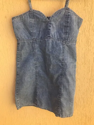 Vestido Jeans De Alcinhas Da Marca Lelilu (Novo)