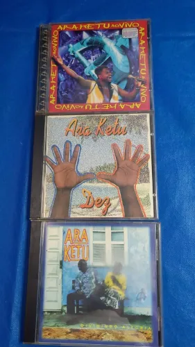 Lote 3 CDs Ara Ketu Originais Usados - Ao Vivo + Dez + Dividindo Alegria