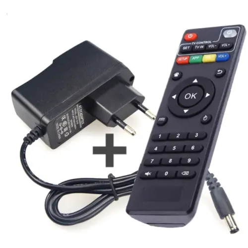 kit 2: Controle remoto universal caixa de smart tv E fonte de alimentação 5v2a
