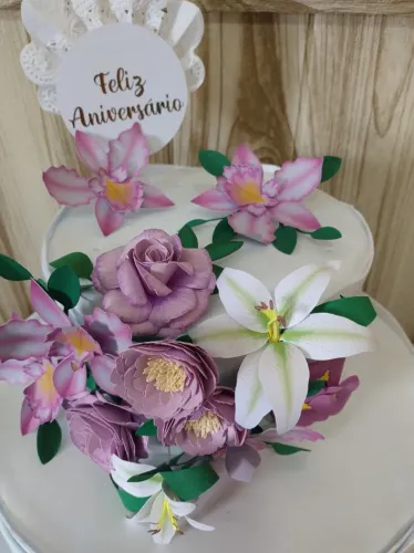 Topo de bolo Floral - peça exclusiva
