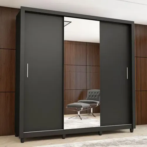 GUARDA ROUPA PORTA CORRER PRETO - LACRADO - ESPELHO BRINDE