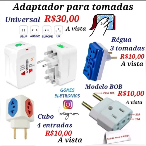 Benjamim Adaptadores de Tomada Universais e Modelos Variados R$10,00