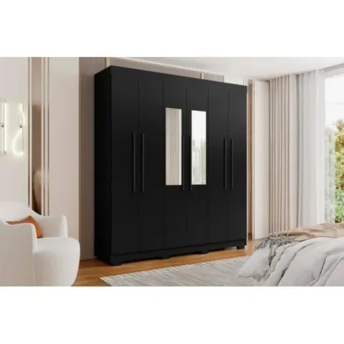 Guarda Roupa 6 Portas 4 Gavetas Porto Bello com Espelho - FAZEMOS ENTREGA!
