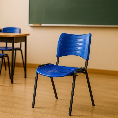 Cadeira Fixa 4 Pés Plástica Polipropileno Cor Azul Confortável e Durável Modelo 31232