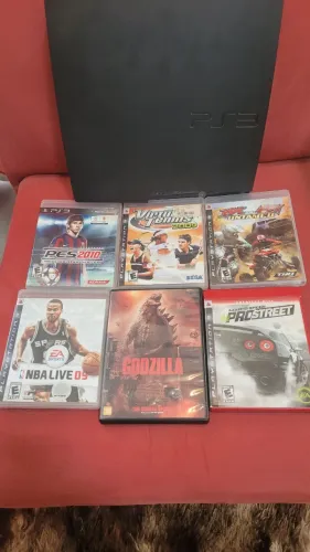 Playstation 3 Slim , 2 Controles , Jogos , Cabos (Usado)
