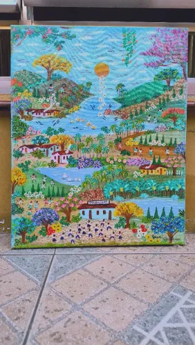 Raquel gallena linda tela medida 40x50 