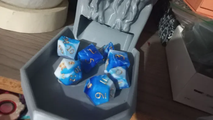 Conjunto Kit Dados RPG artesanal1 - Camadas Azul e Branco