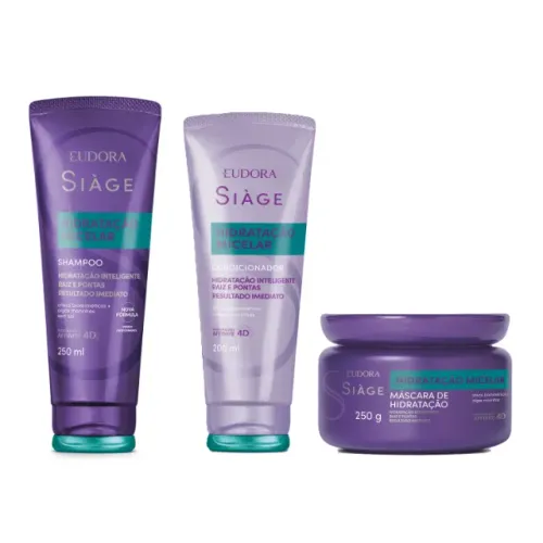 Kit Combo Eudora Hidratação Micelar Shampoo + Condicionador + Máscara