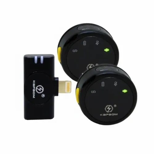 Microfone de Lapela Duplo Sem Fio Iphone KA-S2-IP Bluetooth Kit com 2 Unidades - Kapbom