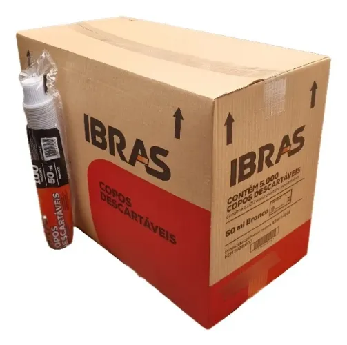 Copo Descartável PS Branco 50ML 50 Pacotes Com 100 UN (5.000 UN) - IBRAS