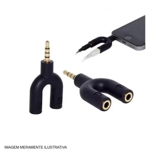 Adaptador Y P2 para fone de ouvido e microfone