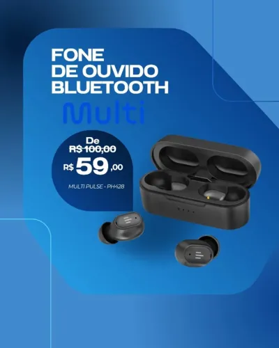 Fone de Ouvido Bluetooth Preto Pulse - PH428