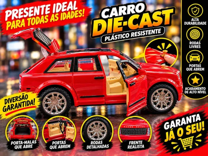 Carro Vermelho Anda a Corda e Abre as Portas Plástico Revestido Novo Promoção