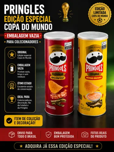 Pringles Edição Especial Copa do Mundo - Latas Vazias para Colecionadores