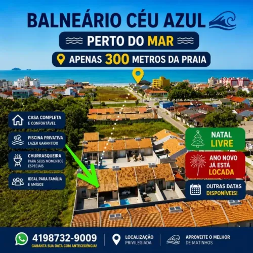 Casa com Piscina em Matinhos a 300m da Praia Balneário Céu Azul Diaria